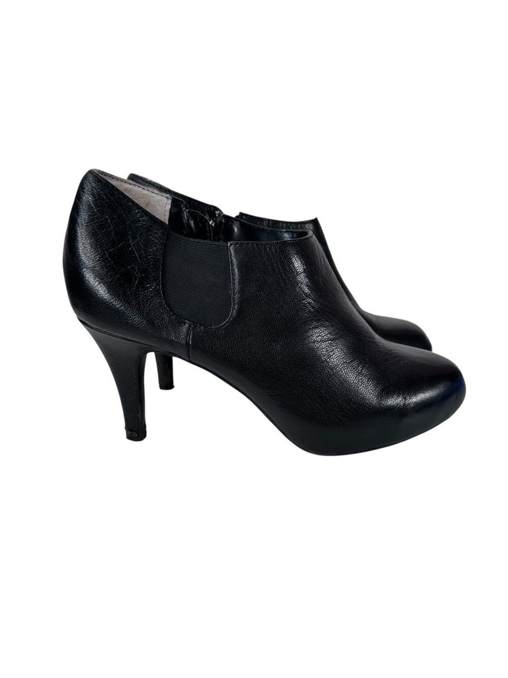 Me Too Megan Black Heeled Ankle Boots Bootie 6M Chiccore